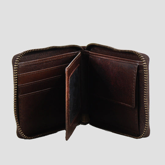 Barrington Round Zip Wallet Brown