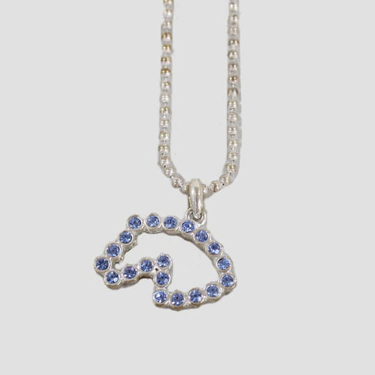 Necklace Horse Head Blue Crystals