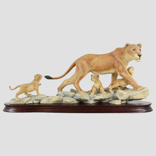 African Lioness and Cubs Border Fine Arts
