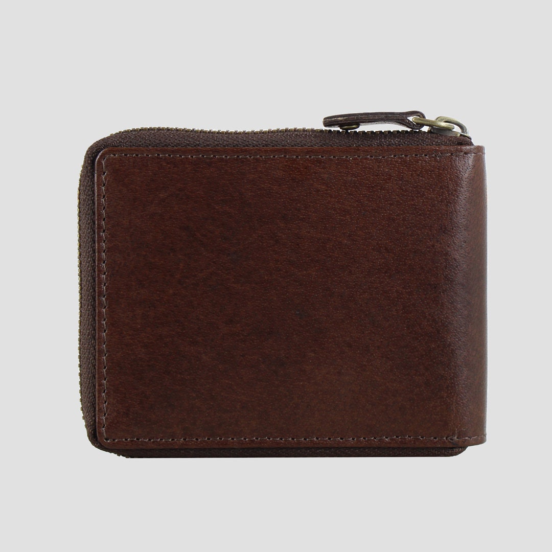 Barrington Round Zip Wallet Brown