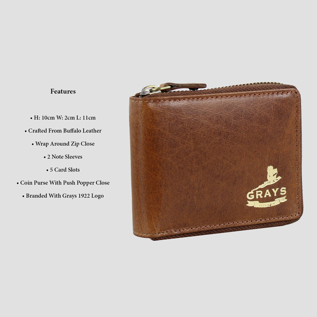 Barrington Round Zip Wallet Tan