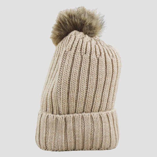 Bobble Hat in Beige