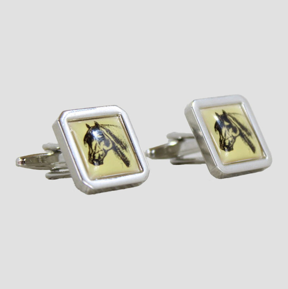 Cufflinks Horse Head Square Design