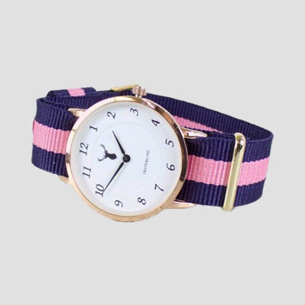 Fabric Pink Strap Stag Watch