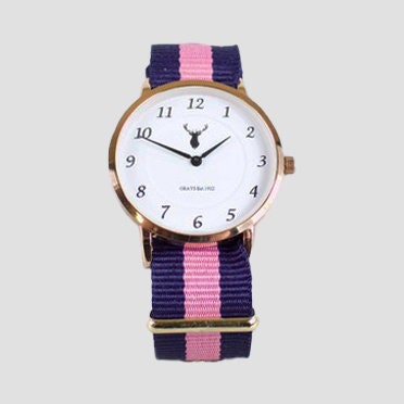 Fabric Pink Strap Stag Watch